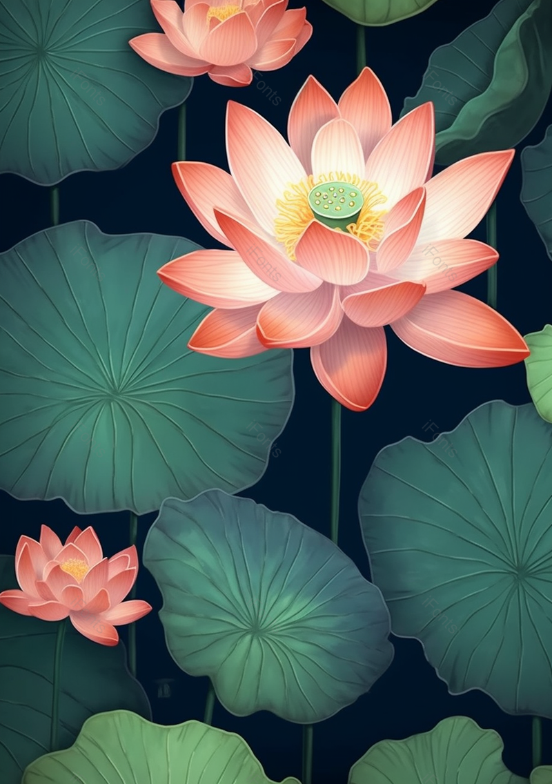 夏日荷花荷叶接天莲叶绿色插画背景,插画/手绘图,插画/手绘图库,插画/手绘图下载,插画/手绘